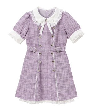 キラキラハートキルティングサマーツイードワンピース