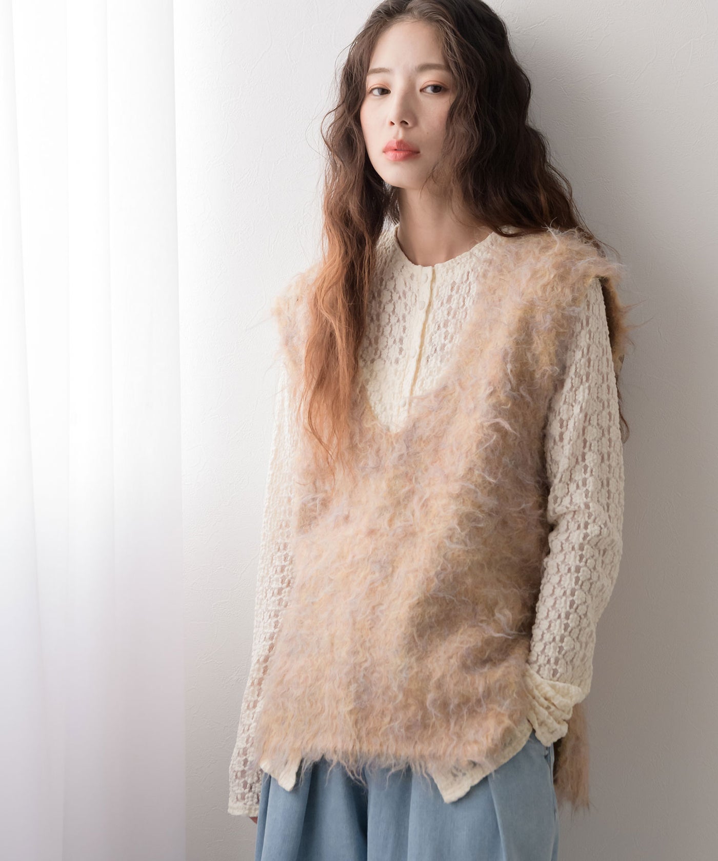 2buy10%OFF対象】ミックスカラーVネックベスト【ニット】 – レディース