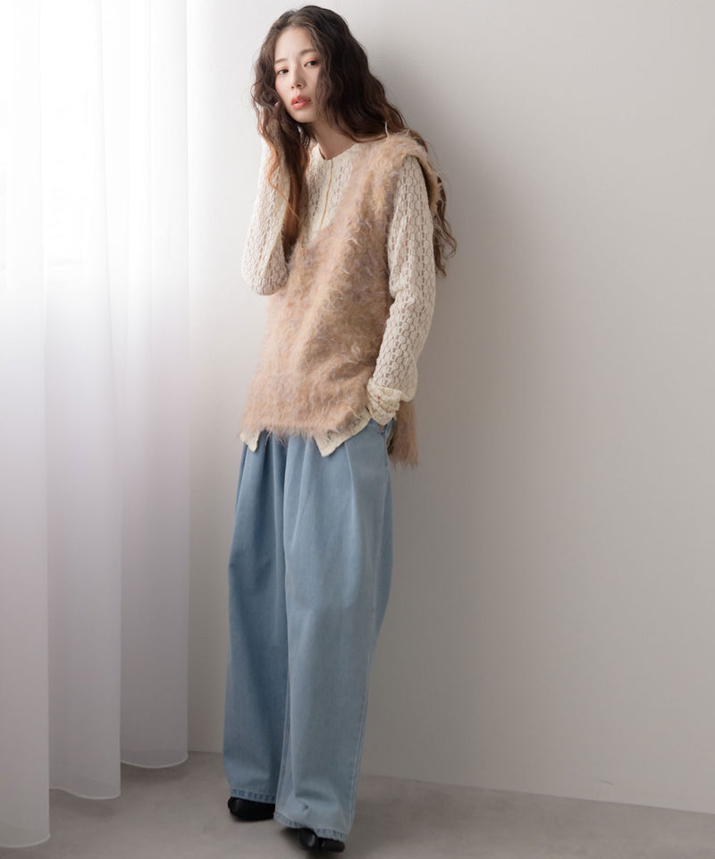 ミックスカラーVネックベスト【ニット】