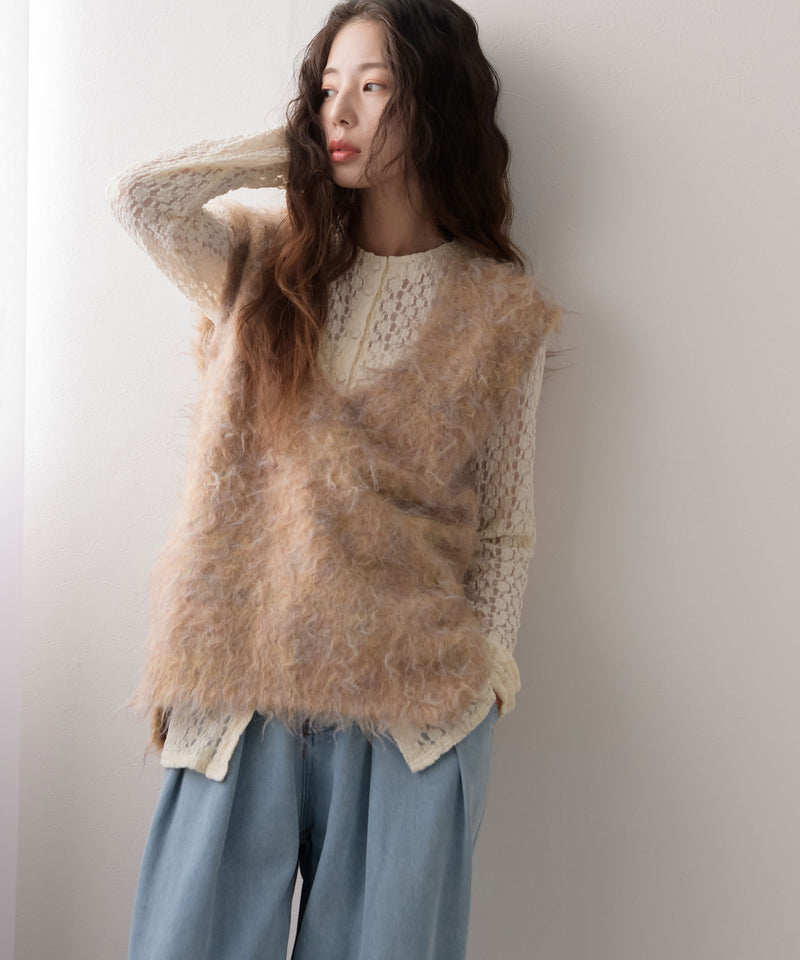 ミックスカラーVネックベスト【ニット】