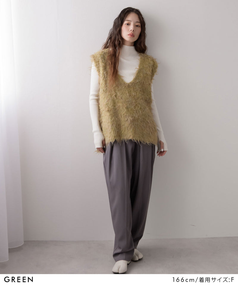 ミックスカラーVネックベスト【ニット】