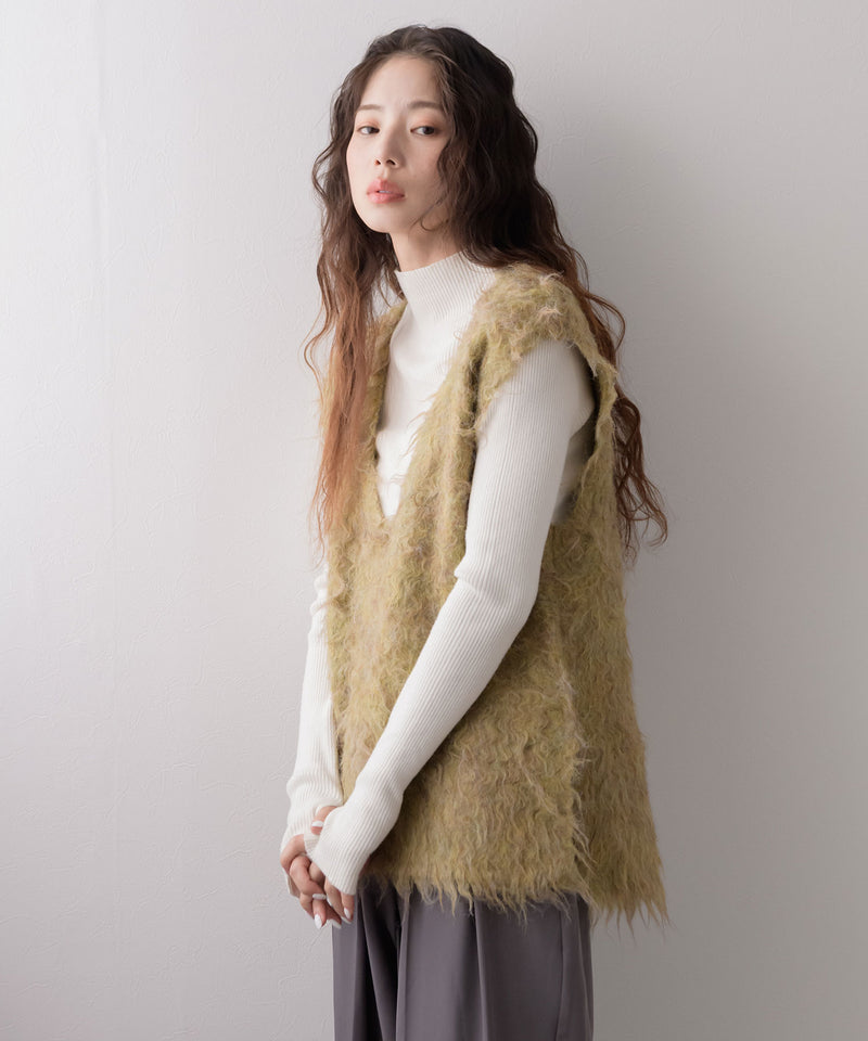 ミックスカラーVネックベスト【ニット】