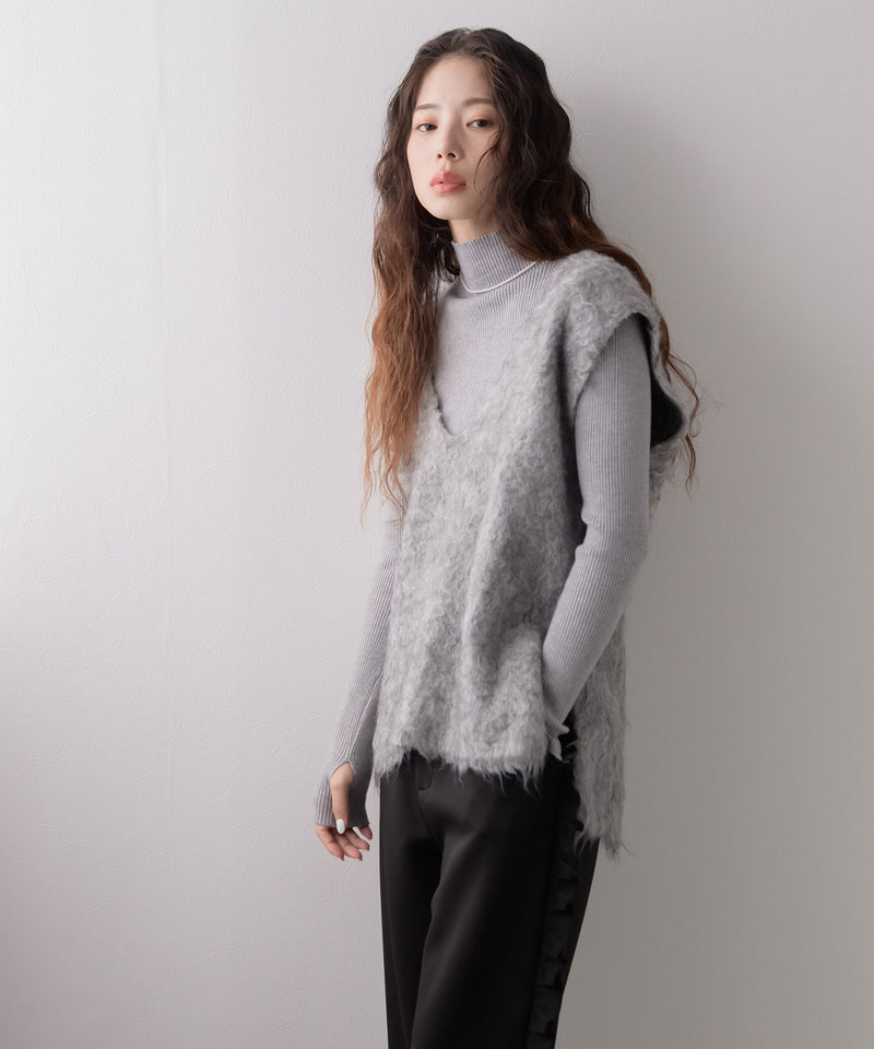 ミックスカラーVネックベスト【ニット】