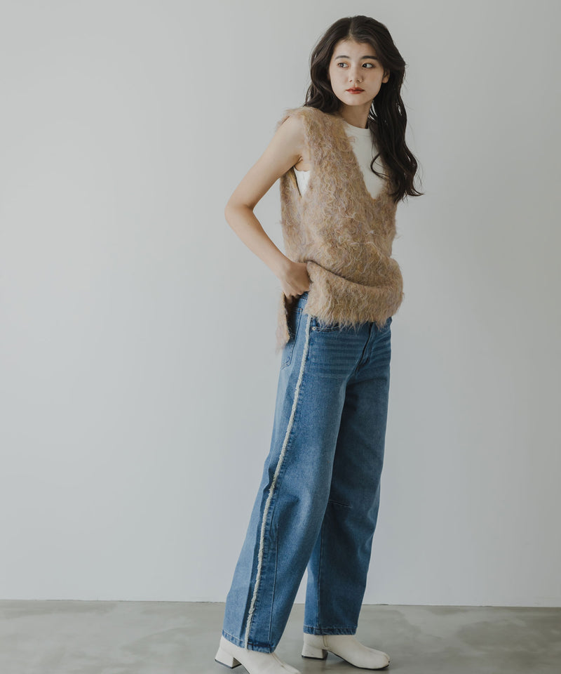 ミックスカラーVネックベスト【ニット】