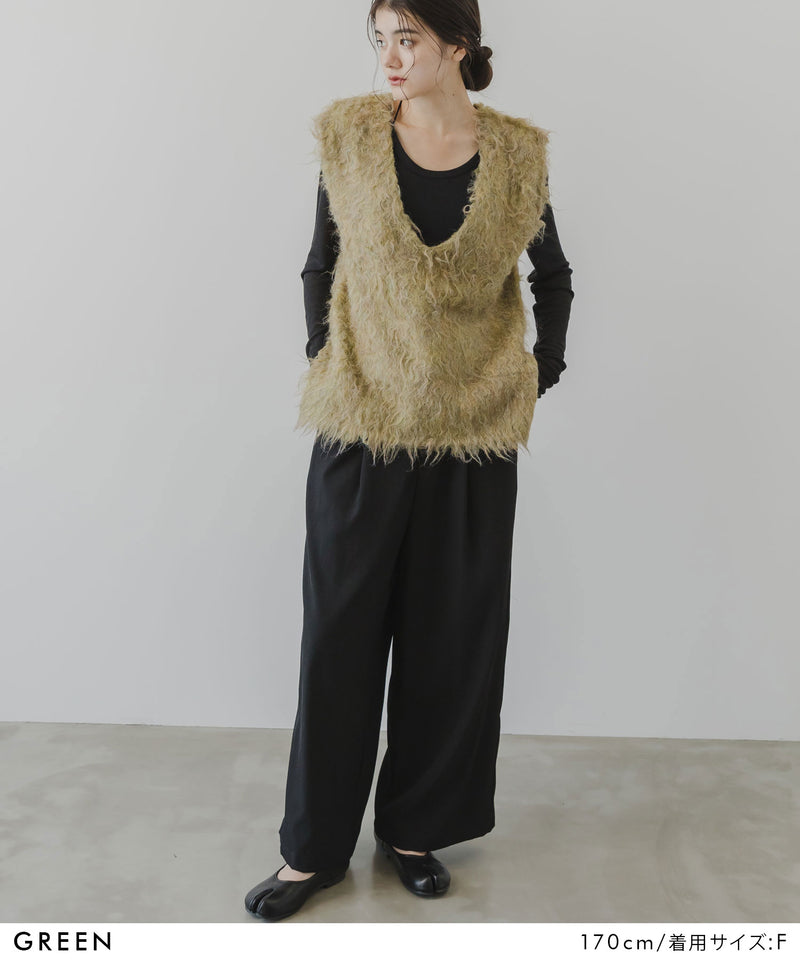 ミックスカラーVネックベスト【ニット】