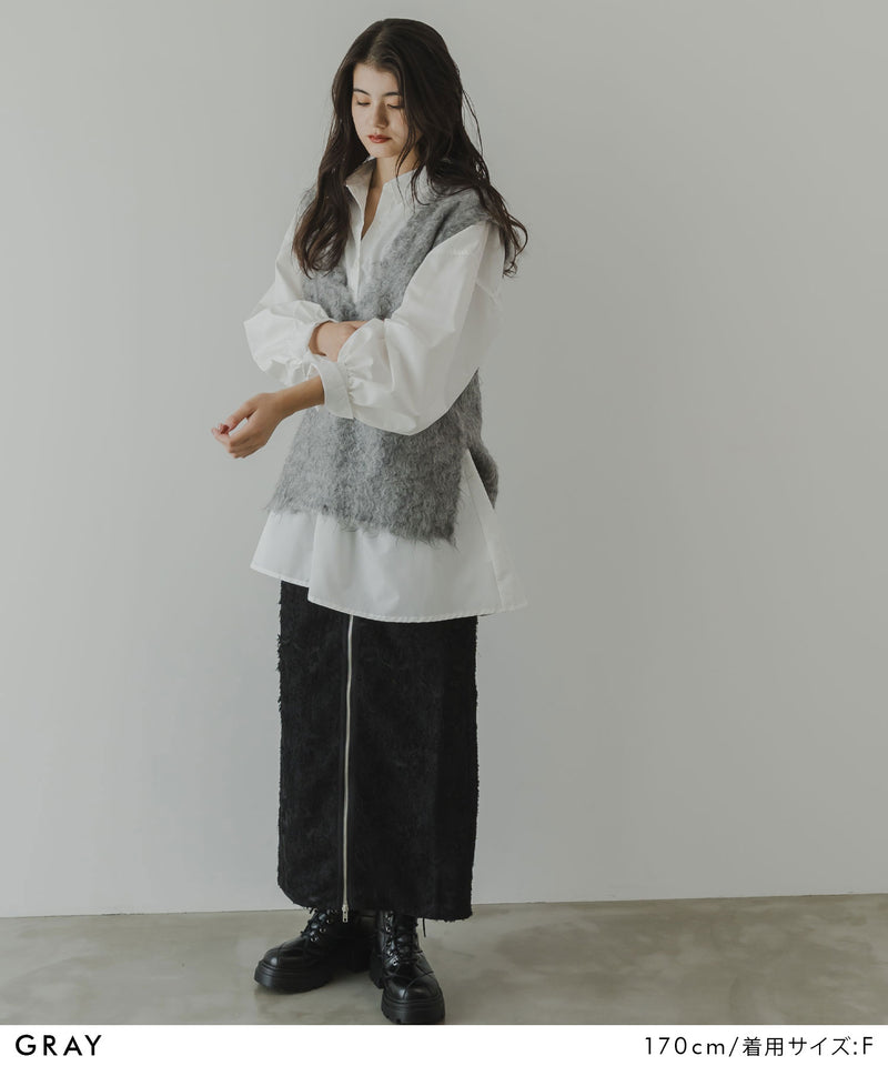 ミックスカラーVネックベスト【ニット】