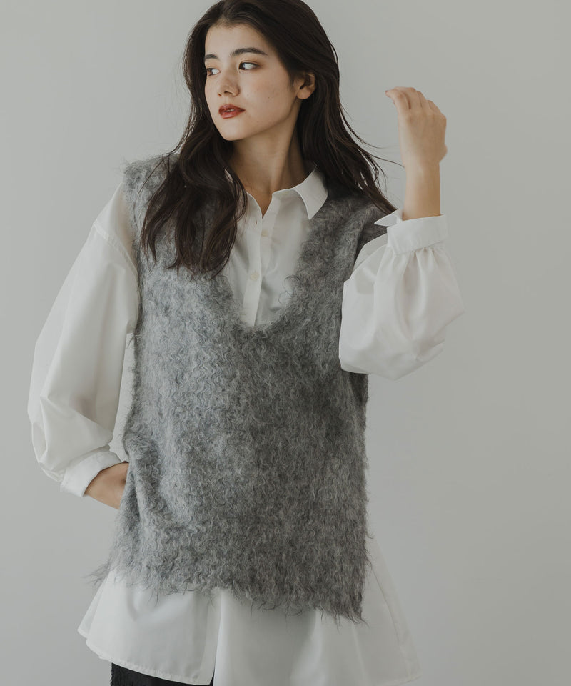 ミックスカラーVネックベスト【ニット】