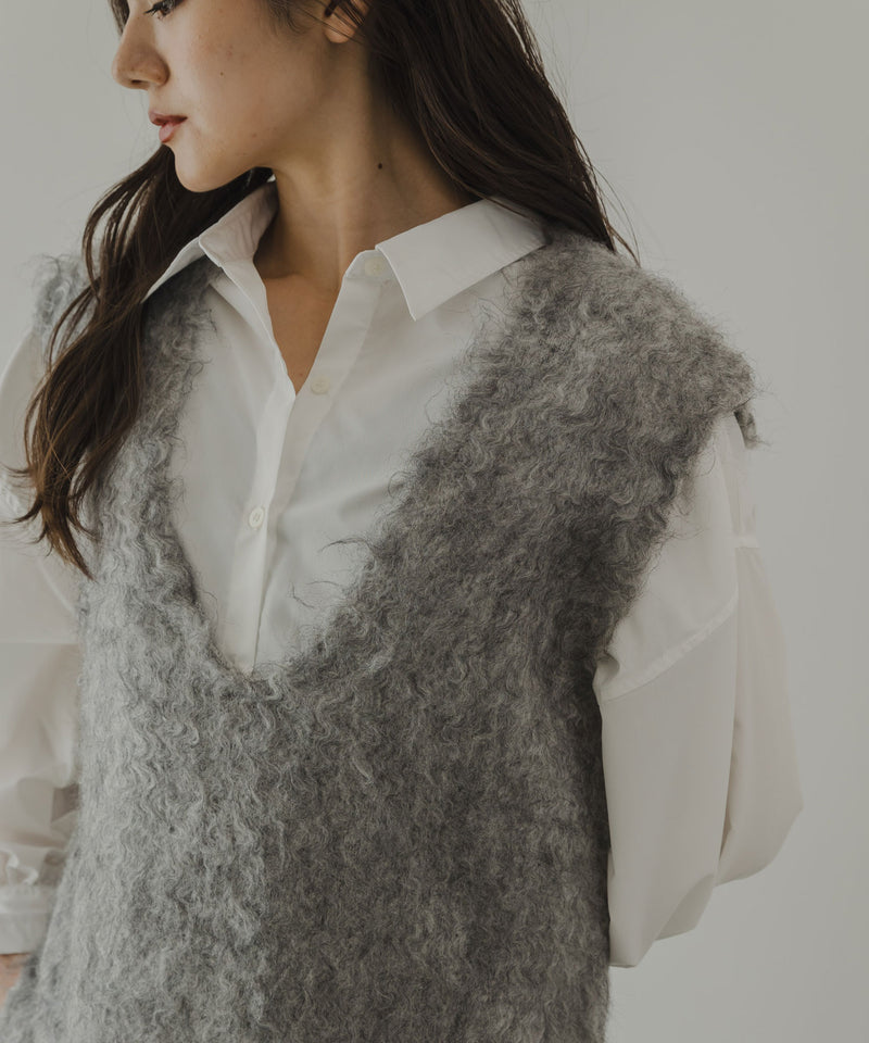 ミックスカラーVネックベスト【ニット】