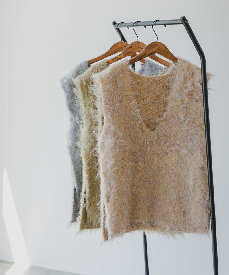 ミックスカラーVネックベスト【ニット】