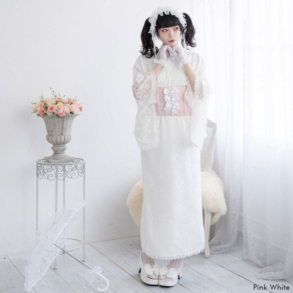 夢展望 DearMyLove ハートレースフリルセパレート浴衣&ビッグリボン帯 ハートレースフリルセパレート浴衣 – レディースファッション通販の夢