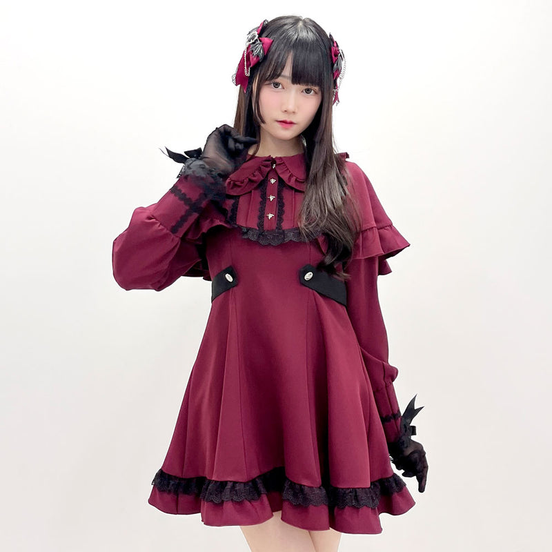 DearMyLove ケープヨーク十字架ワンピース ブラック×レッド ボルドー ケープヨーク十字架ワンピース – レディースファッション通販の