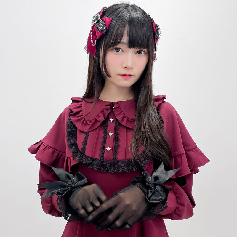 DearMyLove ケープヨーク十字架ワンピース ブラック×レッド ボルドー ケープヨーク十字架ワンピース – レディースファッション通販の