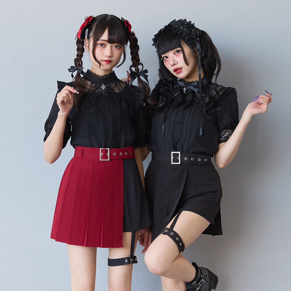 ガーター付きプリーツショートパンツ – レディースファッション