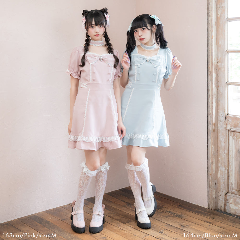 【最終値下げ】DearMyLoveWhip リボンワンピース　５Ｌ STEPUP対象】【送料無料】リボンハートメイドワンピース