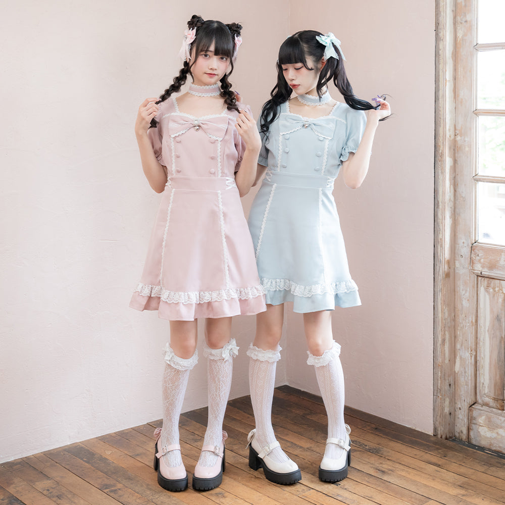 DearMyLoveWhip リボンハートメイドワンピース 大きいサイズ 5L STEPUP対象】【送料無料】リボンハートメイドワンピース