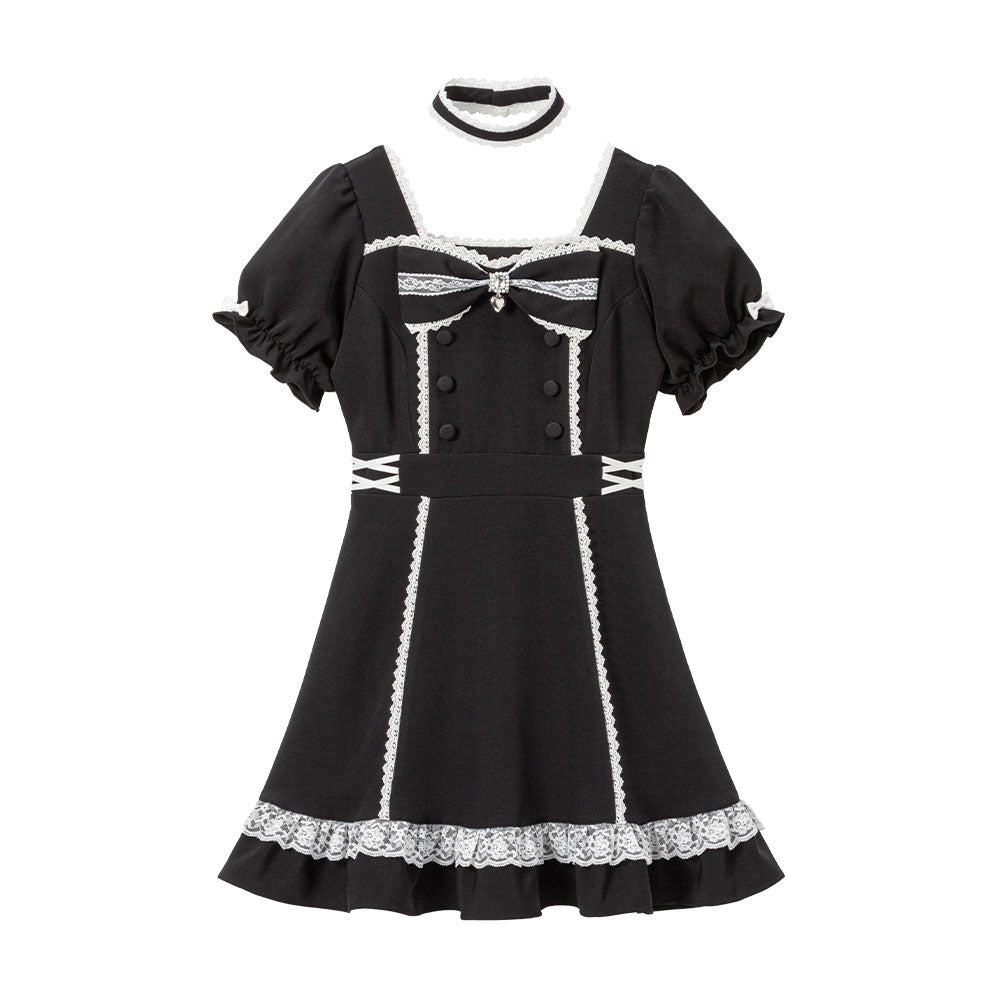 新品 5L ワンピース メイド ロリータ リボンハートメイドワンピース♡ Timesale対象】【送料無料】リボンハートメイドワンピース