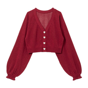 ラメシアークロップドカーディガン