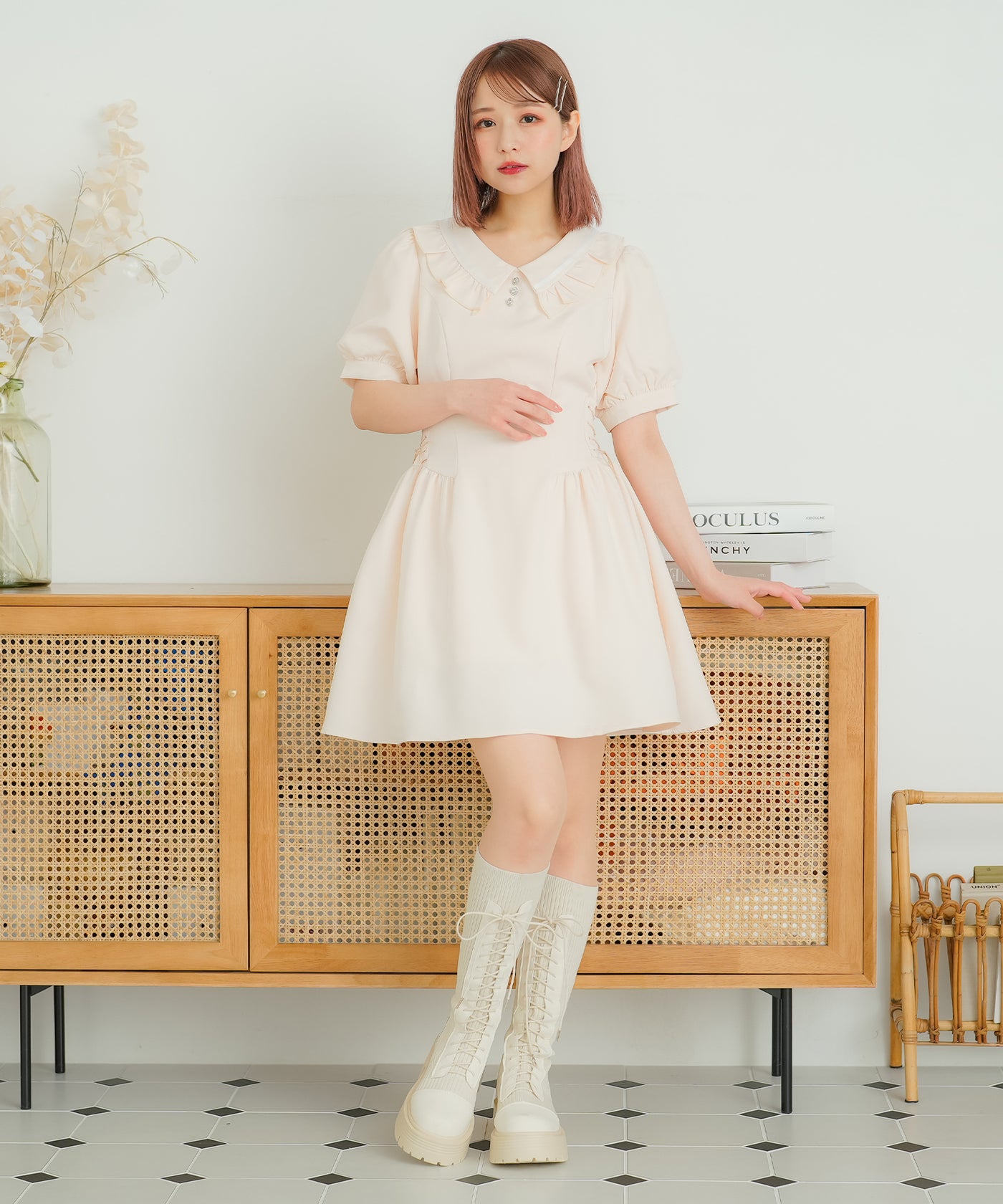 サイドレースアッププレッピーワンピース – レディース サイドレースアッププレッピーワンピース – レディース