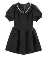 【記念セール9/17　11時まで】サイドレースアッププレッピーワンピース