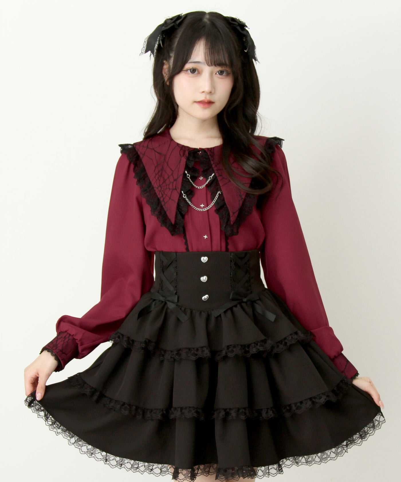 角襟クモレースチェーンブラウス – レディースファッション通販