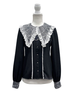 角襟クモレースチェーンブラウス