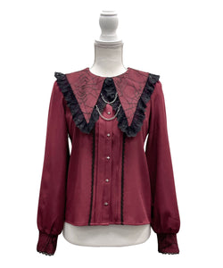 角襟クモレースチェーンブラウス