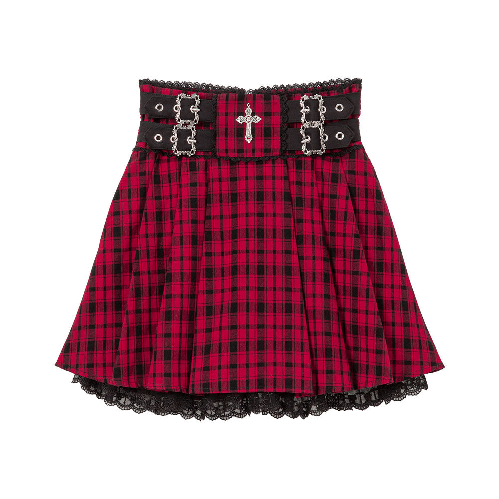 ♡ MIU MIU グレー チェック プリーツスカート レースフリル付き ♡ ♡ MIU MIU グレー チェック プリーツスカート レースフリル付き
