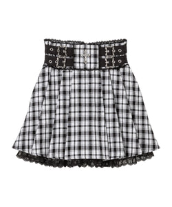 十字架チャームレースフリルプリーツスカート