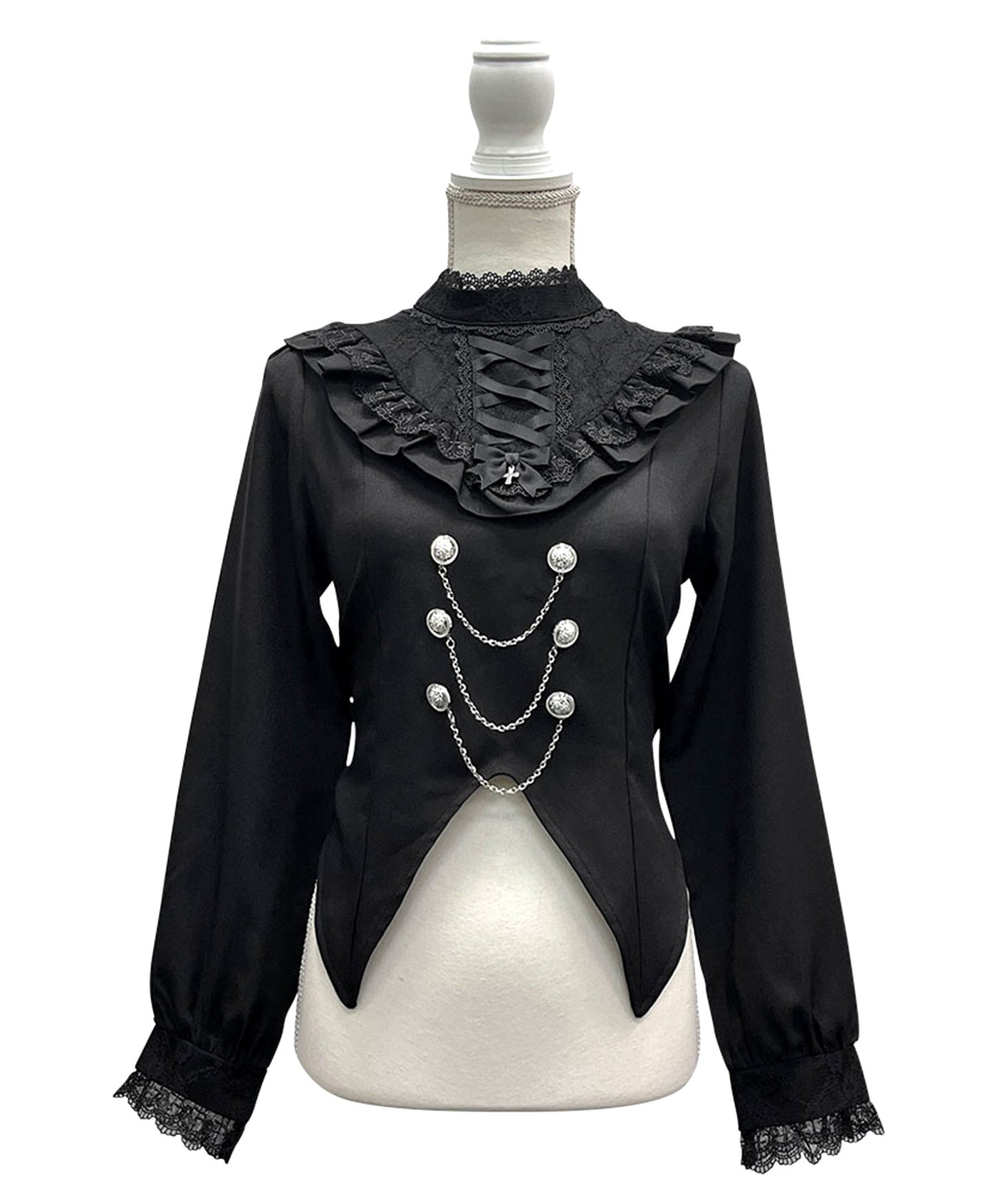 レースアップVヨークフリルブラウス – レディースファッション通販の夢