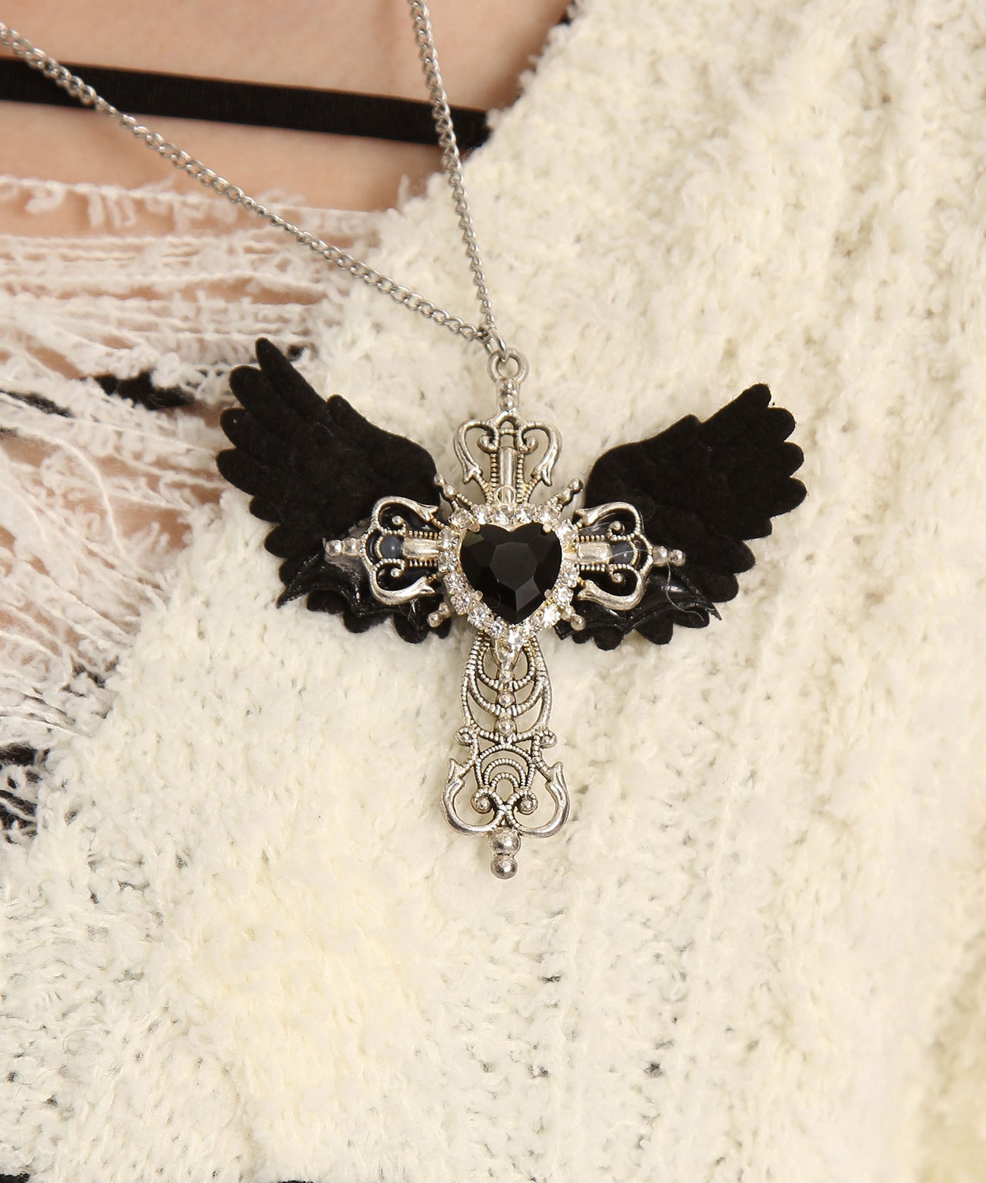 羽×十字架サブカル系ネックレス – レディースファッション通販の夢展望