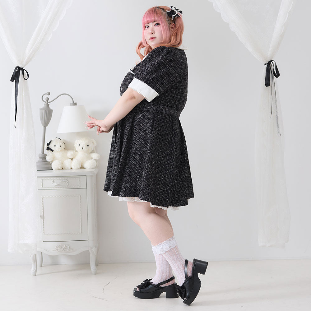 夢展望 DearMyLove サマーツイードハートパールワンピース 3L サマーツイードハートパールワンピース（ワンピース