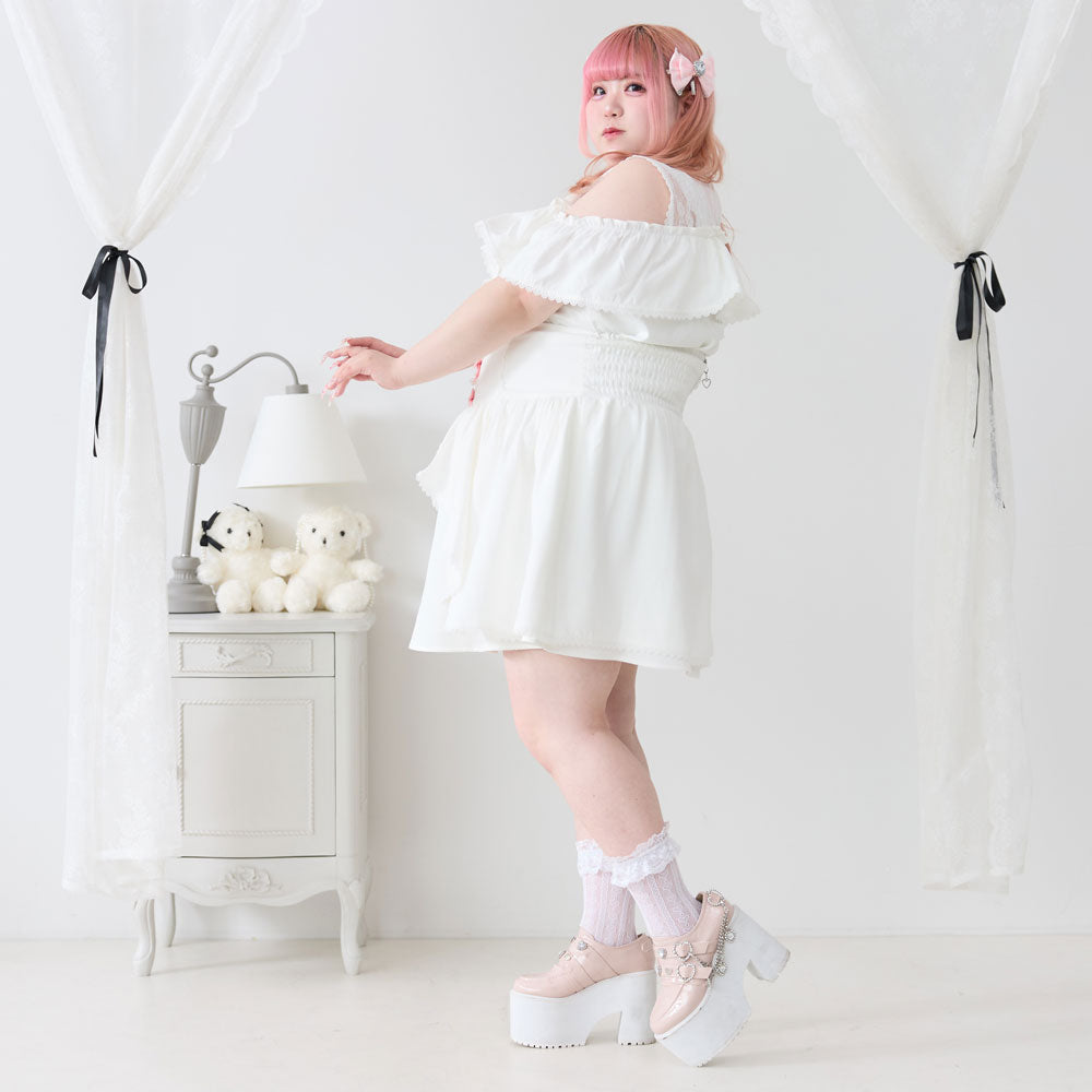 cornet スカート まとめ買い】【送料無料】フロントラッフルコルセットスカート