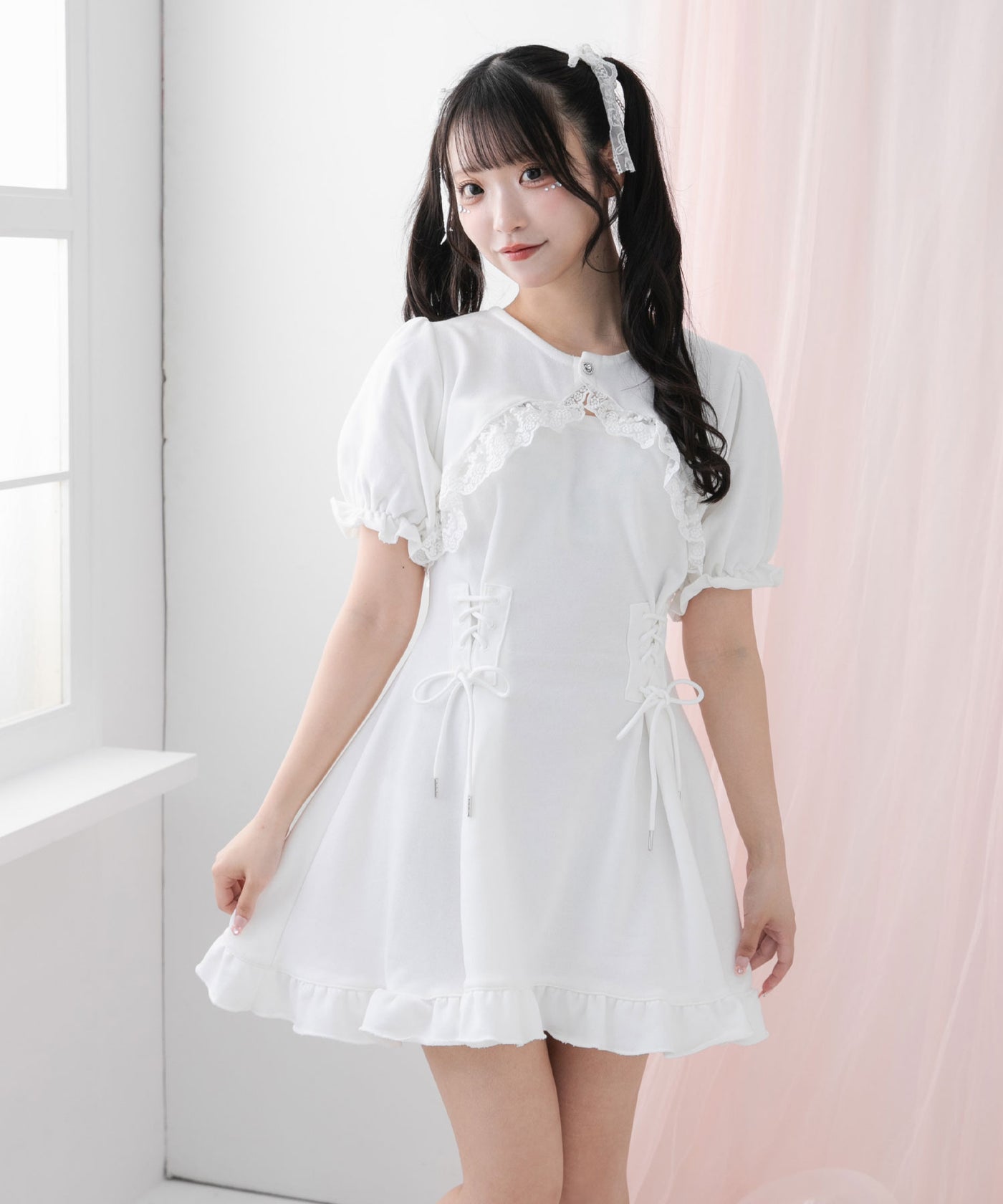 サイドレースアップボレロドッキングスウェットワンピース