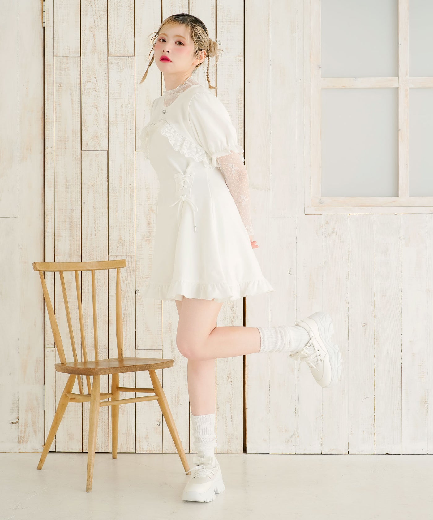 サイドレースアップボレロドッキングスウェットワンピース