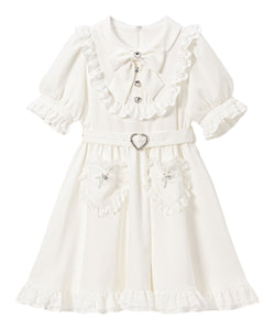 ハートポケットリボンフリルワンピース