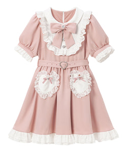 ハートポケットリボンフリルワンピース