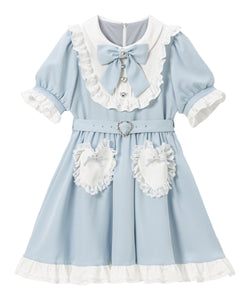 ハートポケットリボンフリルワンピース