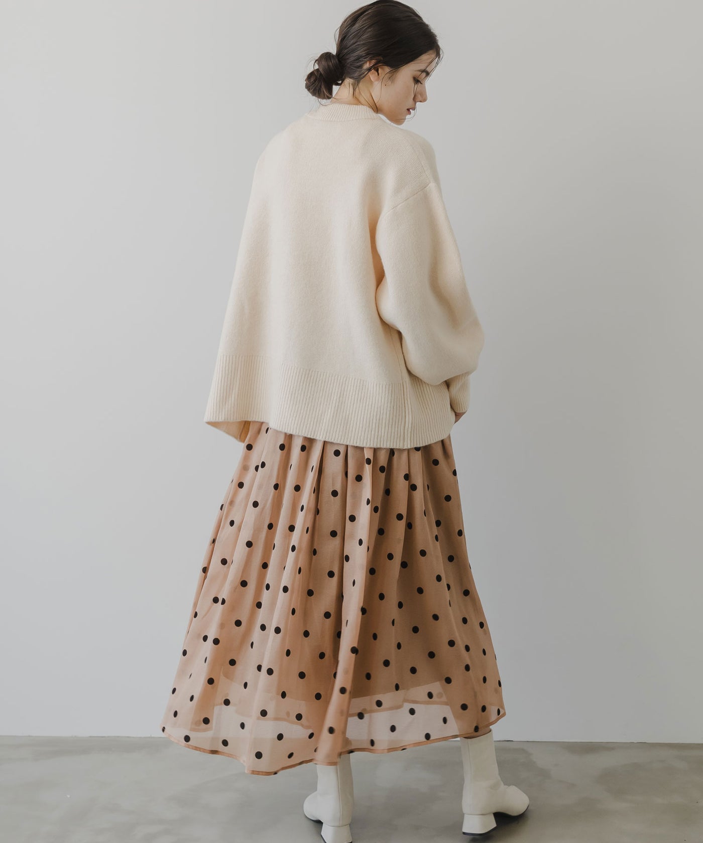 フロッキードット柄オーガンジースカート – レディース