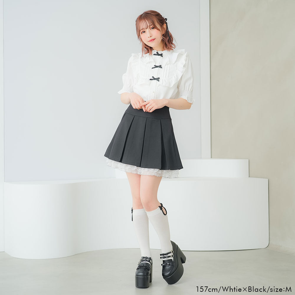 ブラウス シャツ トリプルリボンヨークフリルブラウス レディース DearMyLoveRose ブラウス シャツ トリプルリボンヨークフリル