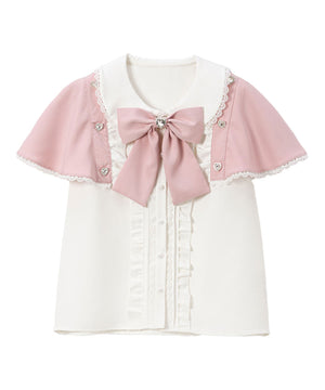 袖ケープハートボタンブラウス