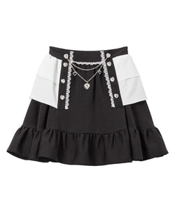 ハートボタンペプラムスカート