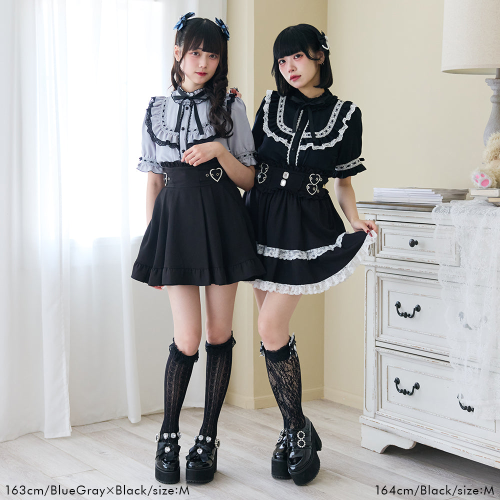 フリルはしごレースリボンヨークブラウス – レディース