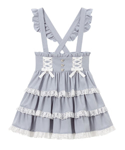 ハートビジューレースアップリボンフレアスカート