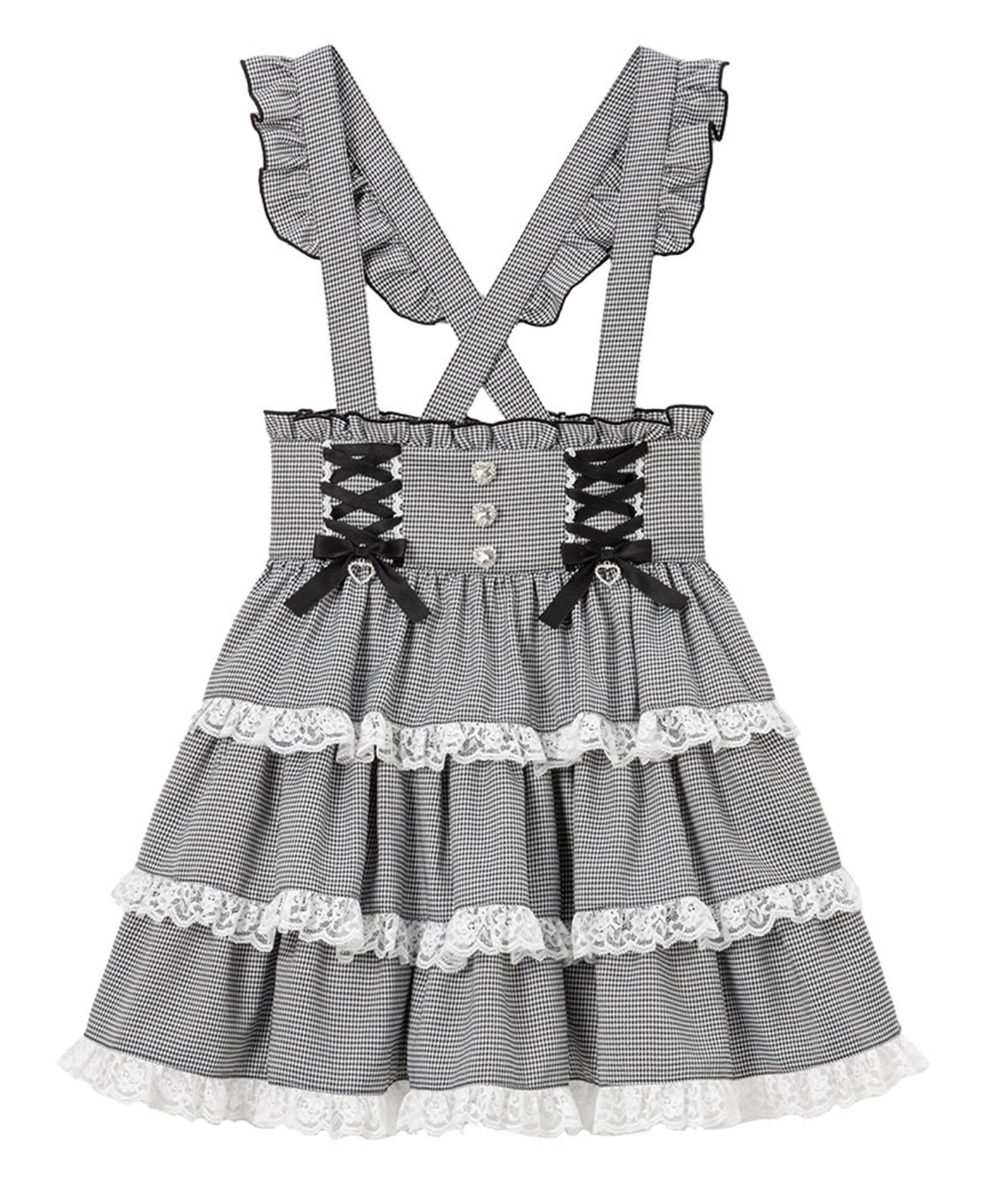 新品未着用　リズリサ　3連ハートビジューリボン付きレースアップスカート LIZLISA 3連ハートビジューリボン付きレースアップスカート