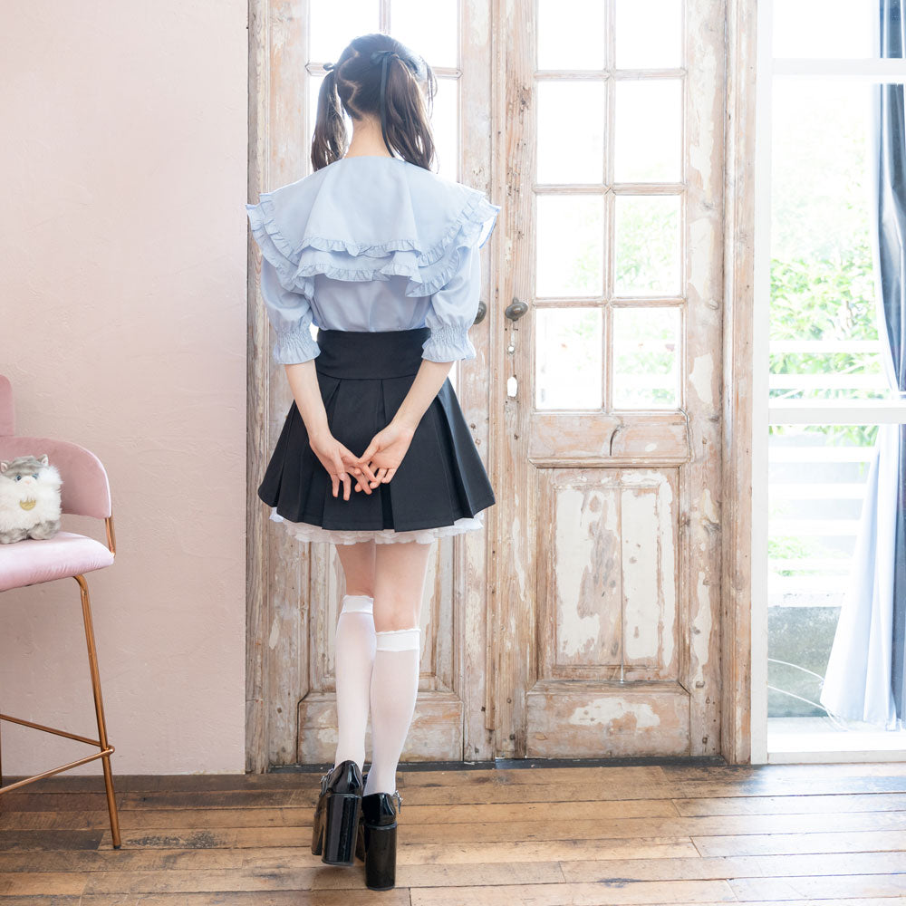 STEPUP対象】【送料無料】ビッグセーラーフリル襟ブラウス#シワ