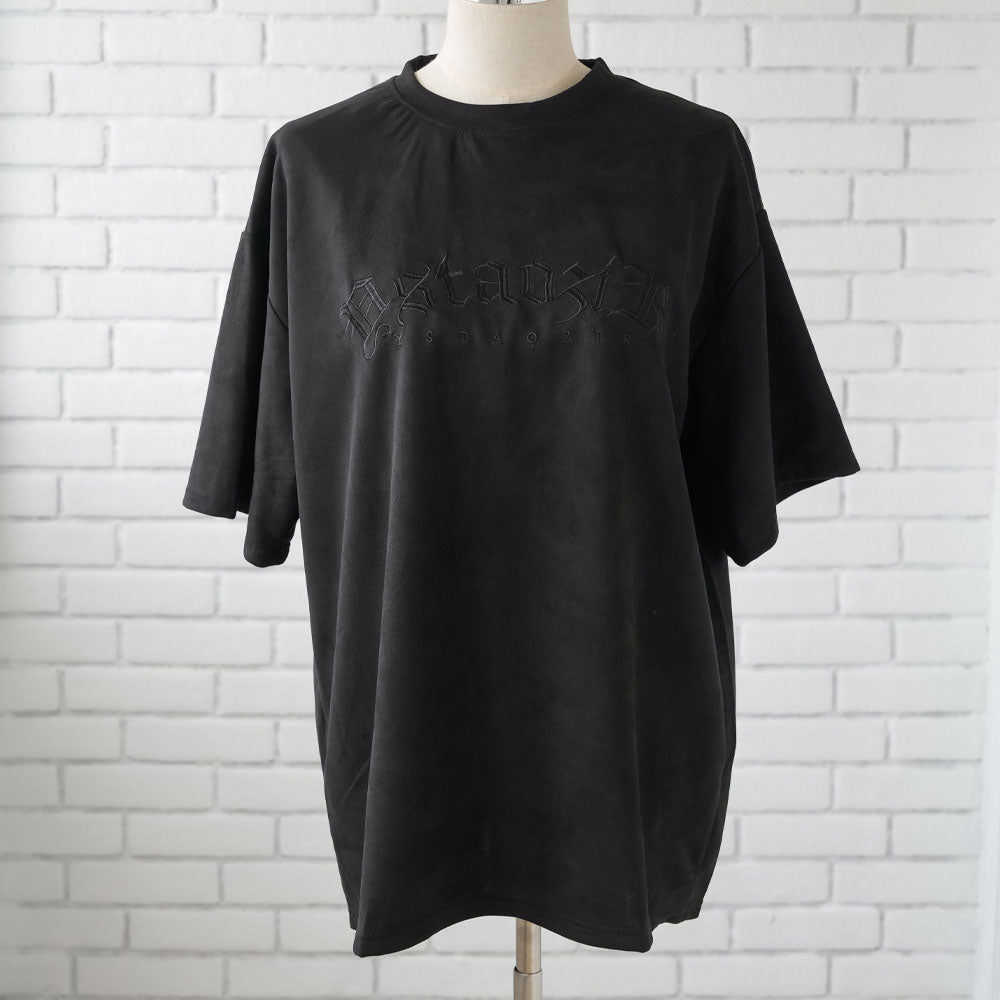 ビッグシルエットバック刺繍スエードTシャツ 【オーバーサイズ