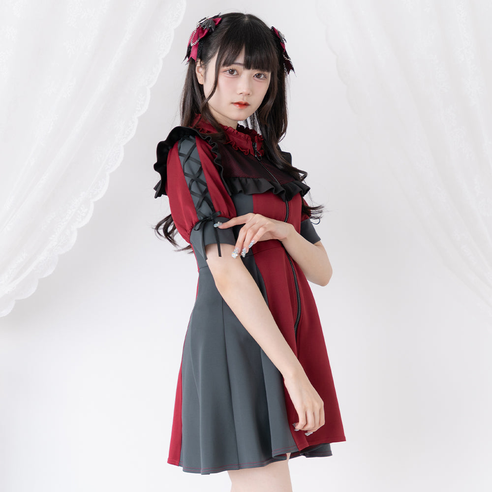 バーニーズニューヨーク＊張り感ストレッチ×レース ジャージーワンピース＊ バーニーズニューヨーク＊張り感ストレッチ×レース ジャージー