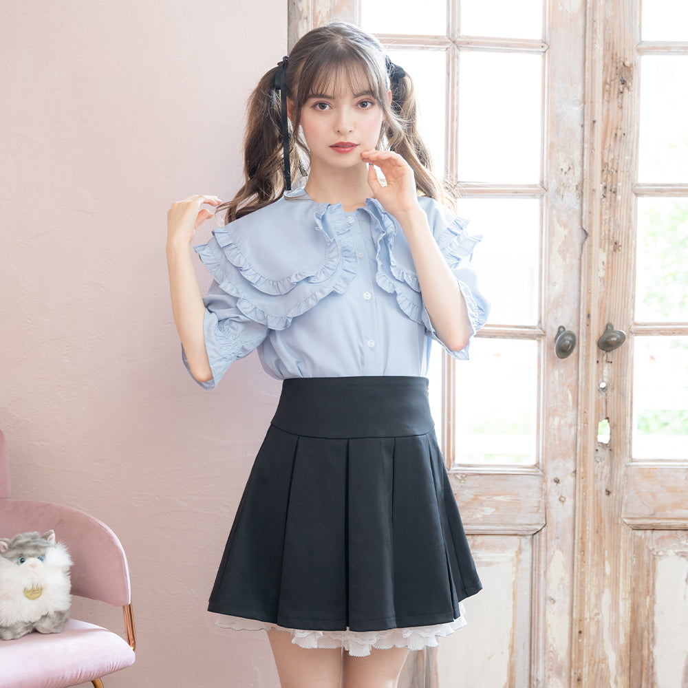 レースフリルプリーツミニスカート – レディースファッション通販の夢