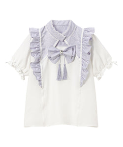 チャイナショルダーウィングブラウス