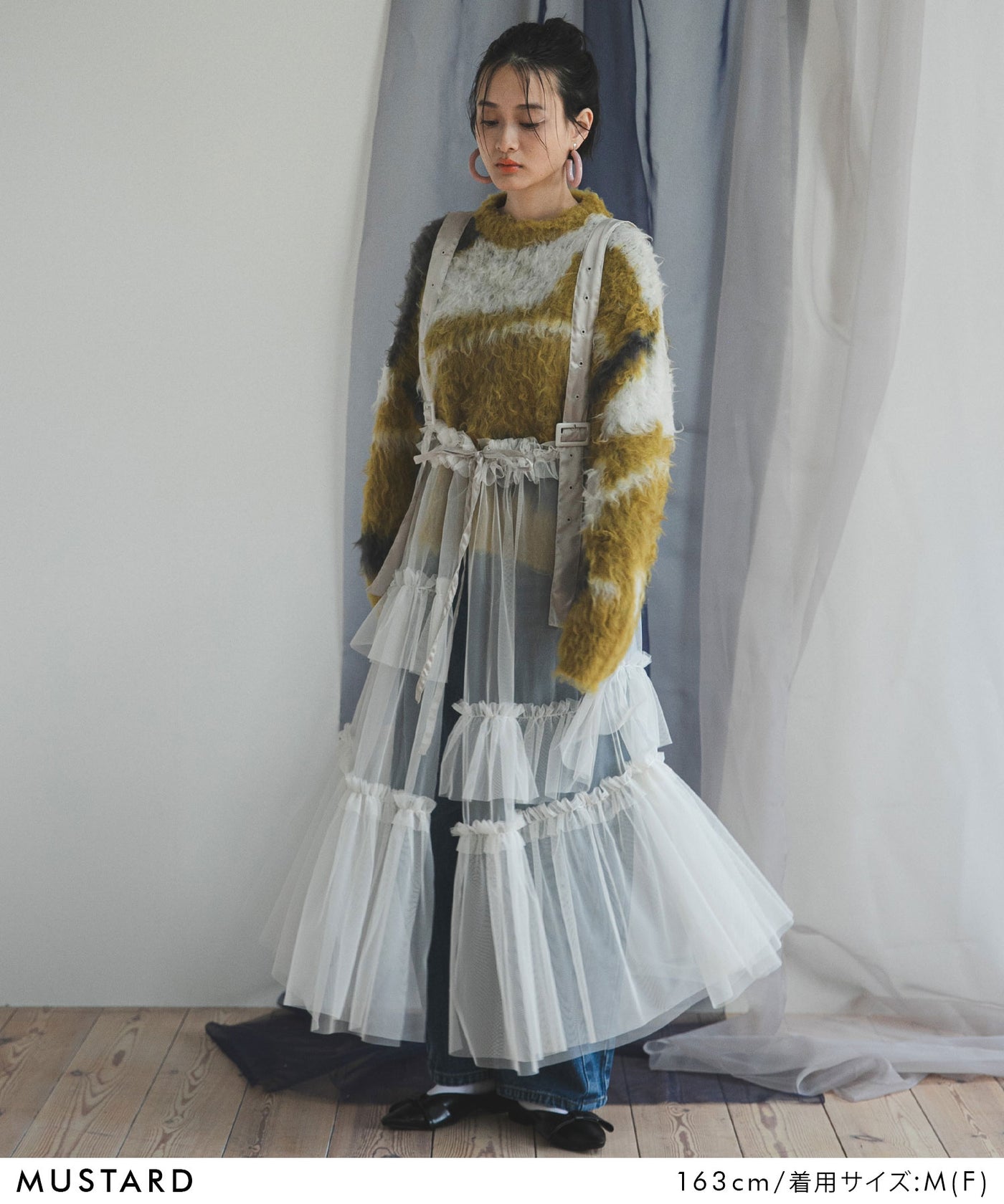 マーブル柄モヘアタッチ風ニット – レディースファッション通販の夢